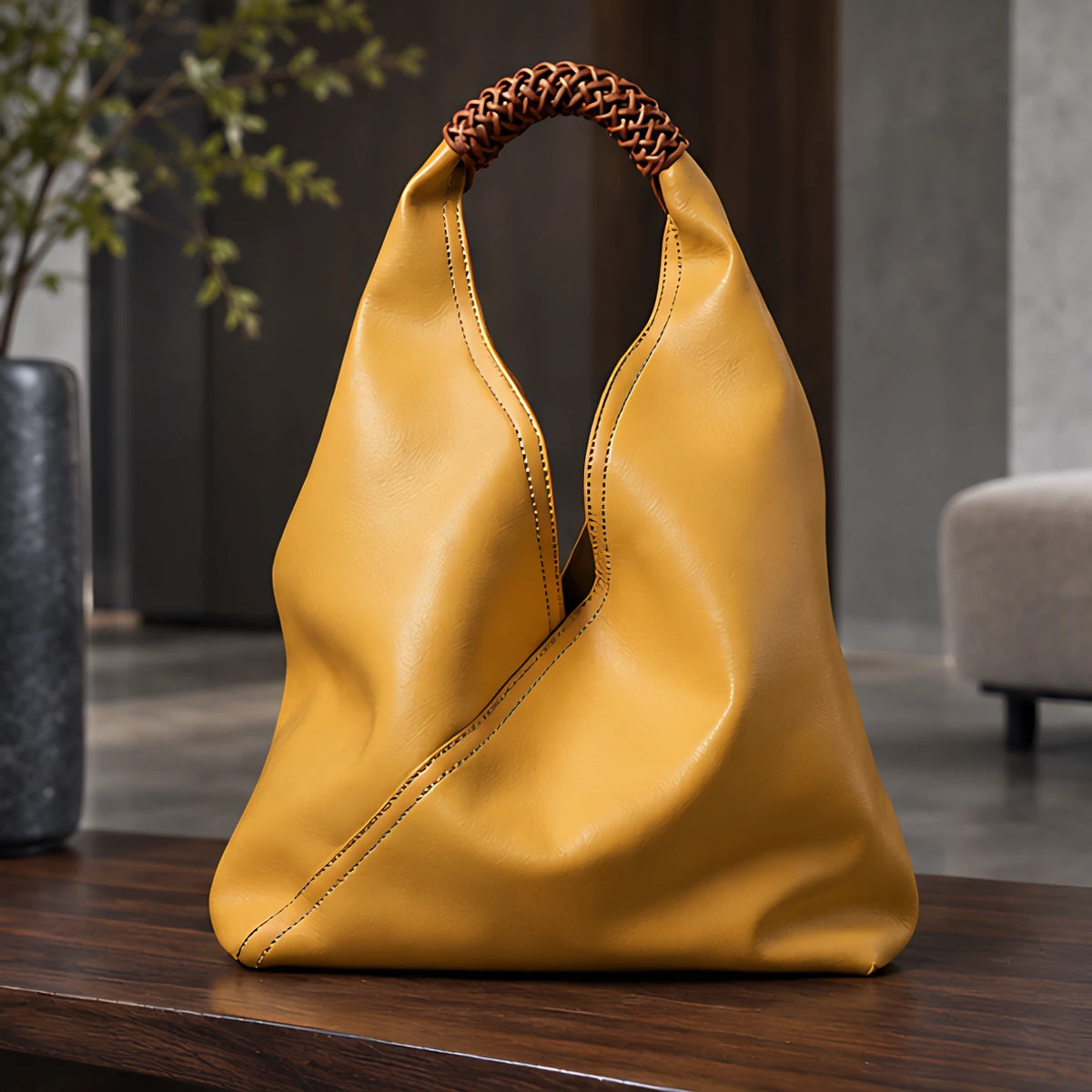 Esmara Slouchy Leather Hobo Bag - Yellow - Bags & Accessories > Handbags > Hobo Bags - Eric Muller - Image 2