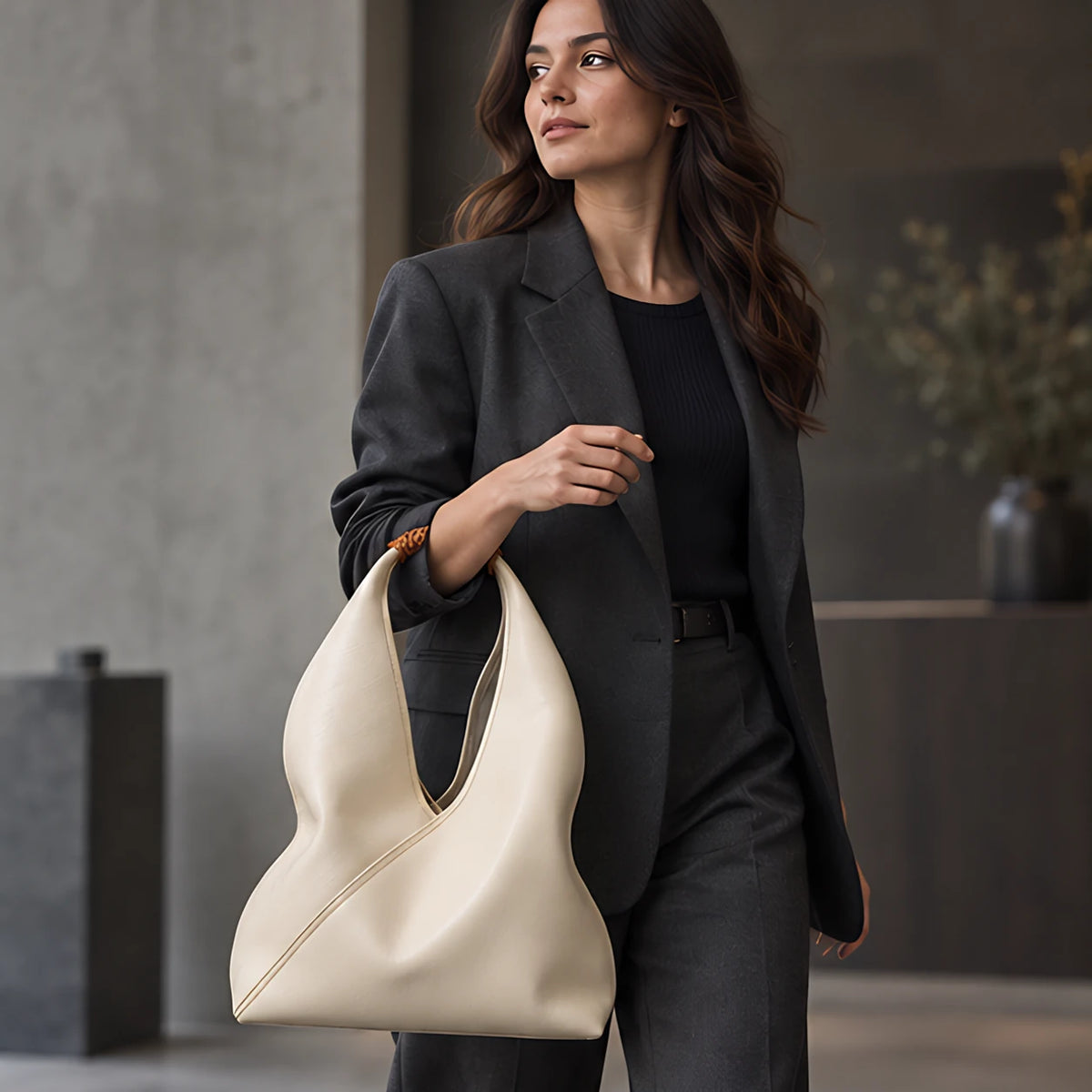 Esmara Slouchy Leather Hobo Bag - Pearl - Bags & Accessories > Handbags > Hobo Bags - Eric Muller - Image 1
