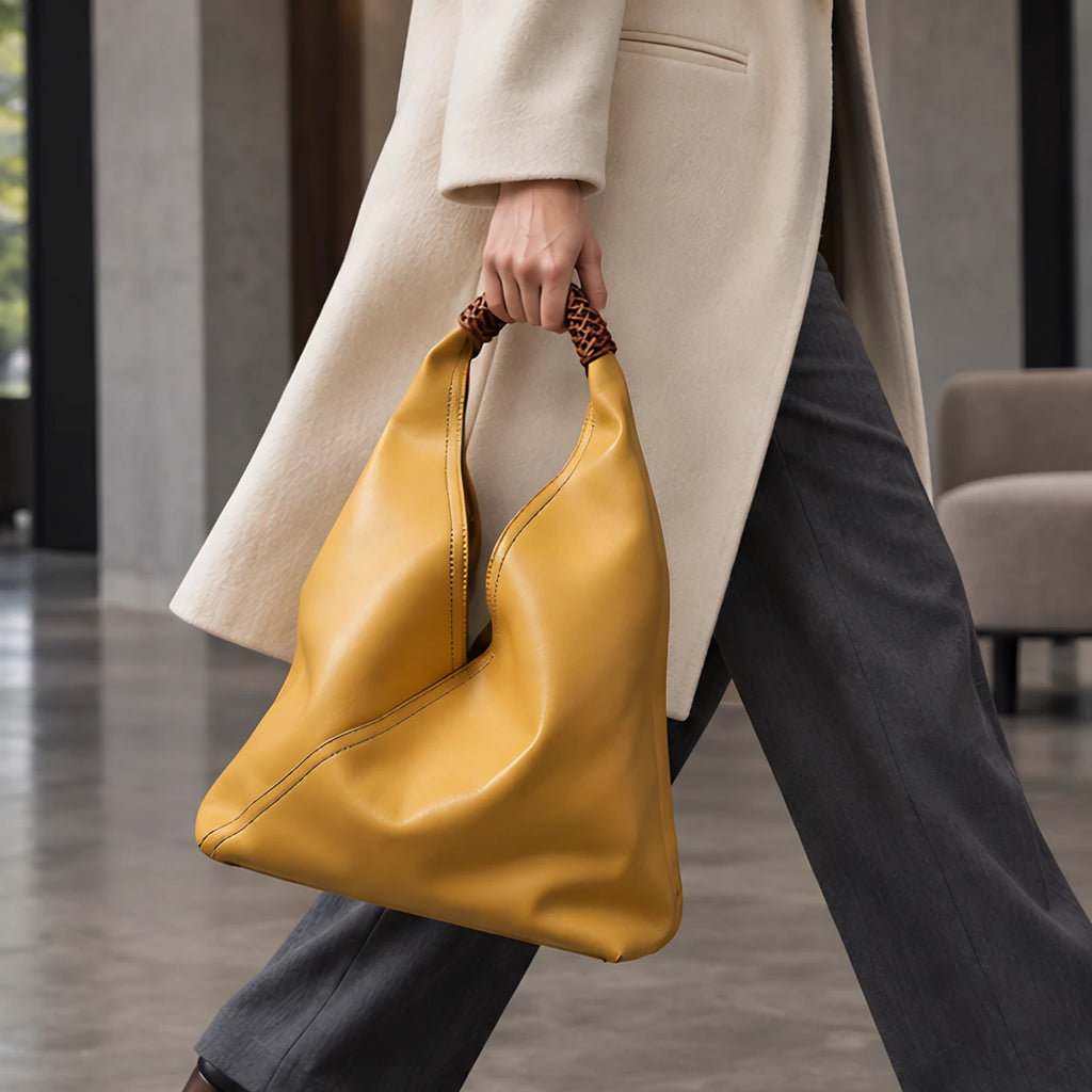 Esmara Slouchy Leather Hobo Bag - Yellow - Bags & Accessories > Handbags > Hobo Bags - Eric Muller - Image 1