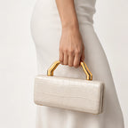 Evangeline Structured Croc-Embossed Leather Clutch - White - clutch bag - Eric Muller - Image 3