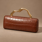 Evangeline Structured Croc-Embossed Leather Clutch - Gold Brown - clutch bag - Eric Muller - Image 3