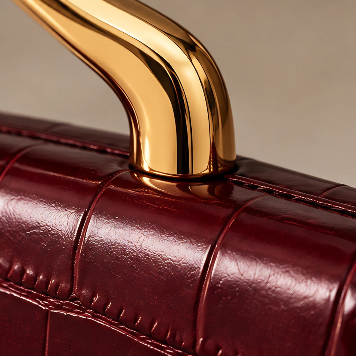 Evangeline Structured Croc-Embossed Leather Clutch - Burgundy - clutch handbag - Eric Muller - Image 4
