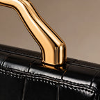 Evangeline Structured Croc-Embossed Leather Clutch - Black - clutch handbag - Eric Muller - Image 4