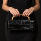 Evangeline Structured Croc-Embossed Leather Clutch - Black - Accessories > Handbags > Clutch Bags - Eric Muller - Image 1