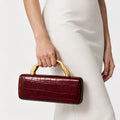 Evangeline Structured Croc-Embossed Leather Clutch - Burgundy - Accessories > Handbags > Clutch Bags - Eric Muller - Image 2