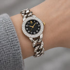 Evanthe Women's Round Crystal Bezel Chain Bracelet Watch - Silver- Black - female - Eric Muller - Image 3