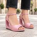 Fabiola Women's Sculptured Open Wedge Heel Sandals - Pink - wapfoot - Eric Muller - Image 3