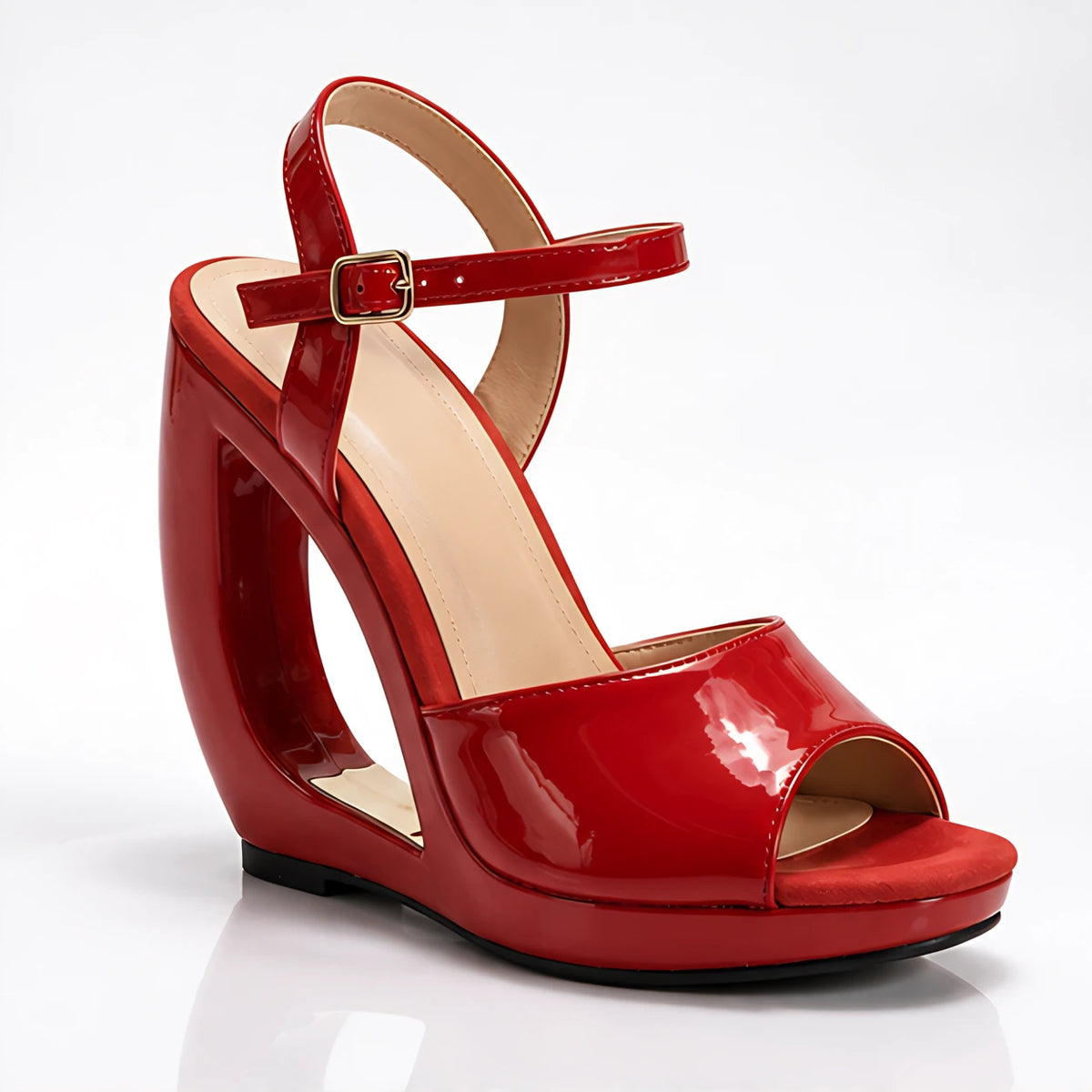 Fabiola Women's Sculptured Open Wedge Heel Sandals - Red - Footwear > Sandals > Wedge Sandals - Eric Muller - Image 1