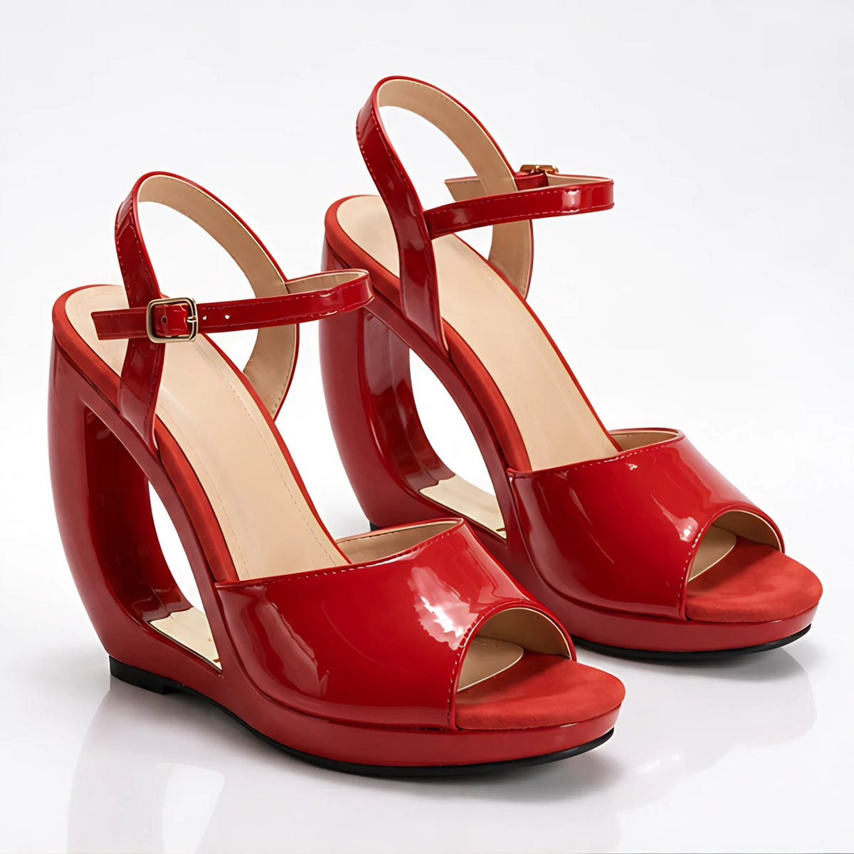 Fabiola Women's Sculptured Open Wedge Heel Sandals - Red - wap - Eric Muller - Image 2
