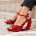 Fabiola Women's Sculptured Open Wedge Heel Sandals - Red - Sandals - Eric Muller - Image 4
