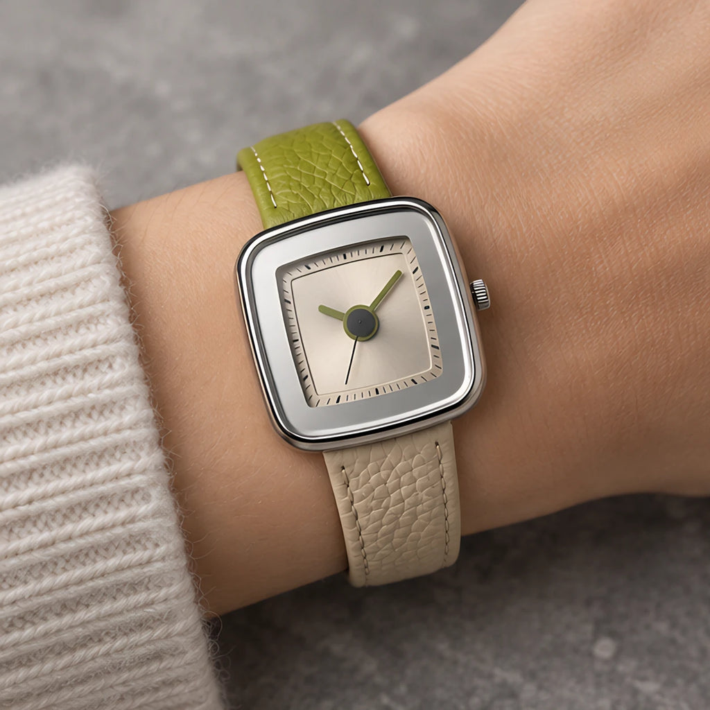Fioralie Women's Two-Tone Quartz Watch - Green-White - Accessories > Watches > Square Face Watches - Eric Muller - Image 1