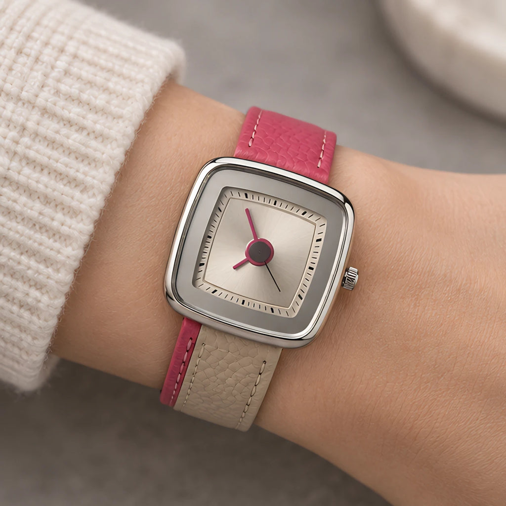 Fioralie Women's Two-Tone Quartz Watch - Red-White - Accessories > Watches > Square Face Watches - Eric Muller - Image 1