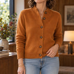 Fiorella Cashmere Cardigan Sweater - Fire Orange - Women's Clothing > Sweaters & Cardigans > Cardigans - Eric Muller - Image 1