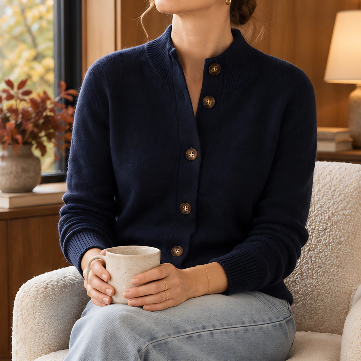 Fiorella Cashmere Cardigan Sweater - Navy - Catalog Group: Clothing - Eric Muller - Image 2
