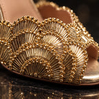Fiorella Women's Sculpted Stiletto Sandals - Leopard-Gold - Women's Footwear > Heels > Slingback Stiletto Sandals - Eric Muller - Image 3