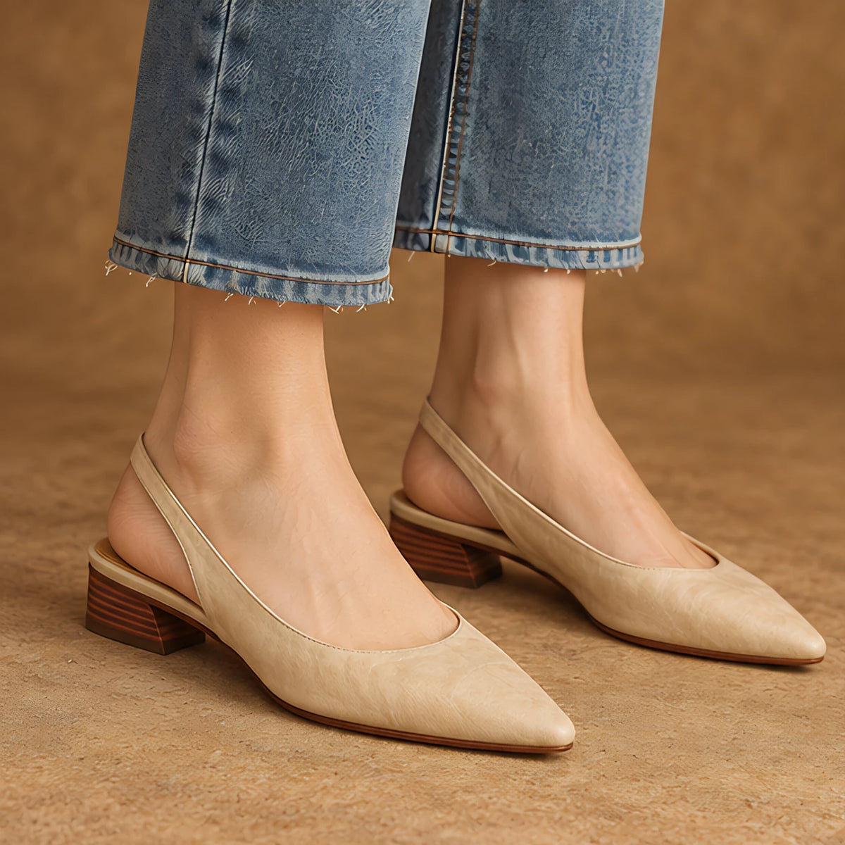 Genoveva Women's Leather Slingback Pumps - Beige - Women's Footwear > Pumps > Slingback Pumps - Eric Muller - Image 1