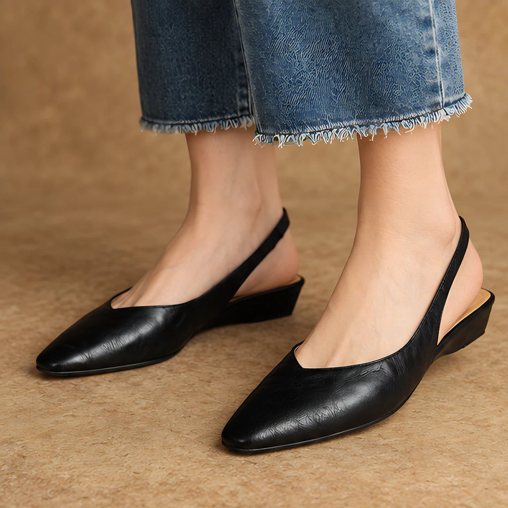 Genoveva Women's Leather Slingback Pumps - Black - Women's Footwear > Pumps > Slingback Pumps - Eric Muller - Image 1