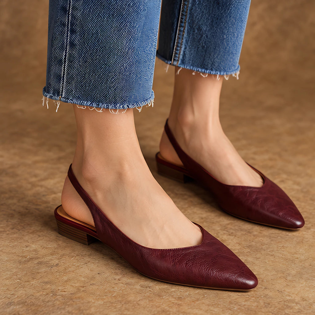 Genoveva Women's Leather Slingback Pumps - Burgundy - Women's Footwear > Pumps > Slingback Pumps - Eric Muller - Image 1