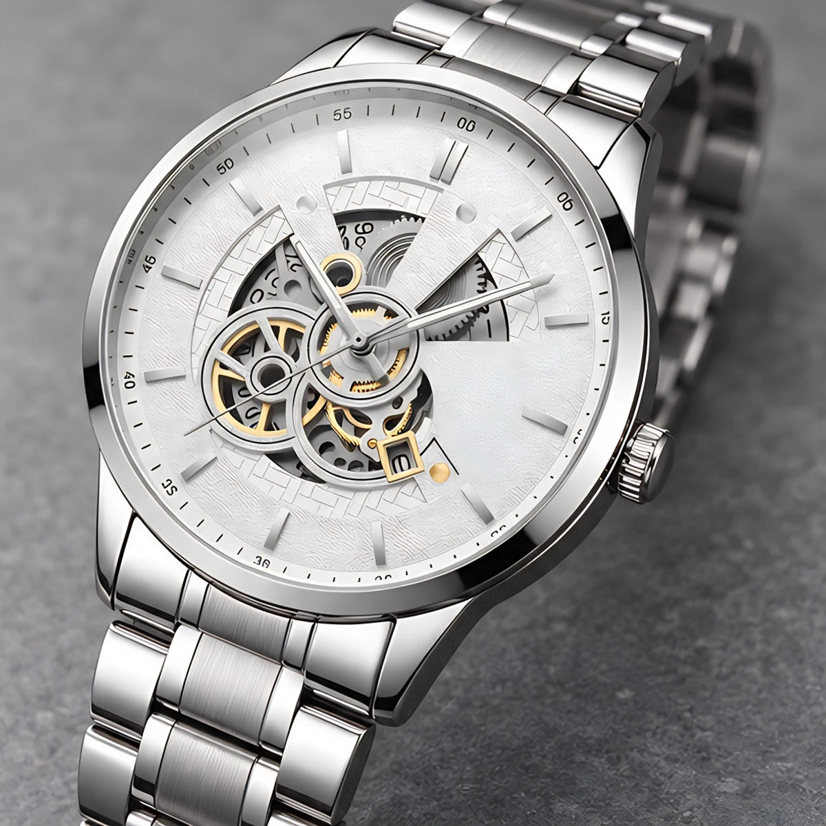 Harcourt Men's 45mm Calendar Watch with Stainless Steel Bracelet - Silver - male - Eric Muller - Image 3