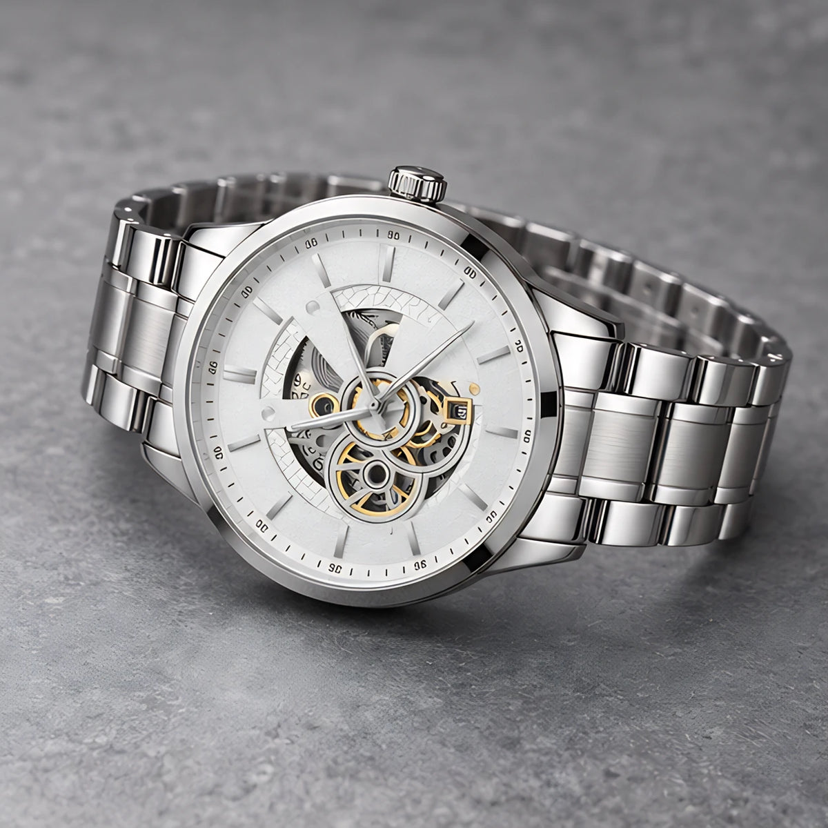 Harcourt Men's 45mm Calendar Watch with Stainless Steel Bracelet - Silver - Men's Accessories > Watches > Bracelet Watches - Eric Muller - Image 2