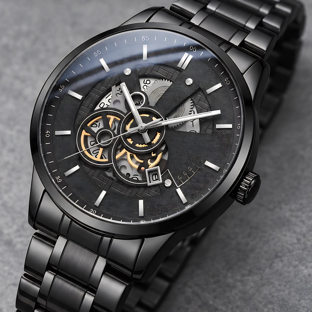 Harcourt Men's 45mm Calendar Watch with Stainless Steel Bracelet - Black - male - Eric Muller - Image 3