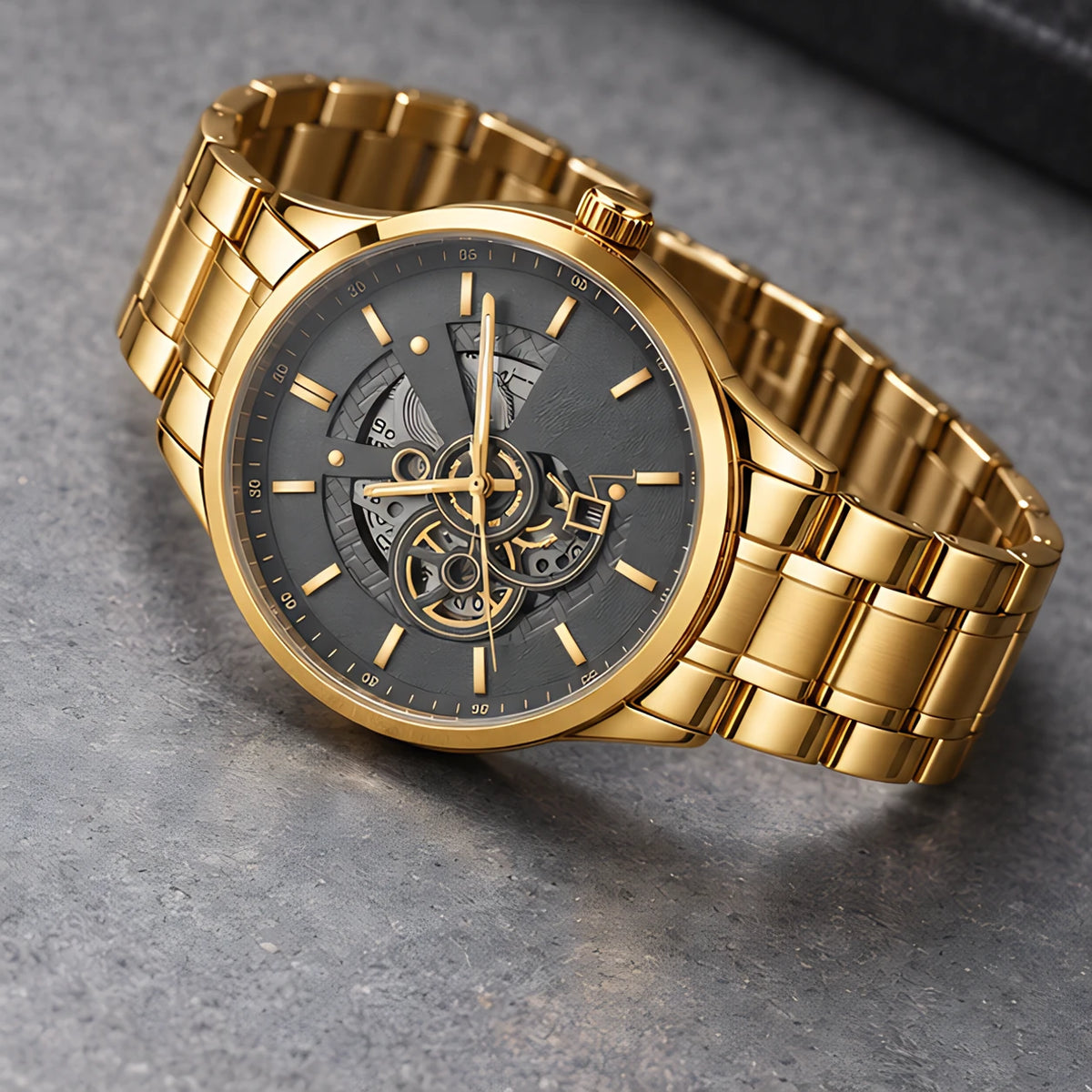 Harcourt Men's 45mm Calendar Watch with Stainless Steel Bracelet - Gold Black - Men's Accessories > Watches > Bracelet Watches - Eric Muller - Image 2