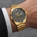 Harcourt Men's 45mm Calendar Watch with Stainless Steel Bracelet - Gold Black - Men's Accessories > Watches > Bracelet Watches - Eric Muller - Image 1