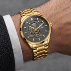 Harcourt Men's 45mm Calendar Watch with Stainless Steel Bracelet - Gold Black - Men's Accessories > Watches > Bracelet Watches - Eric Muller - Image 1