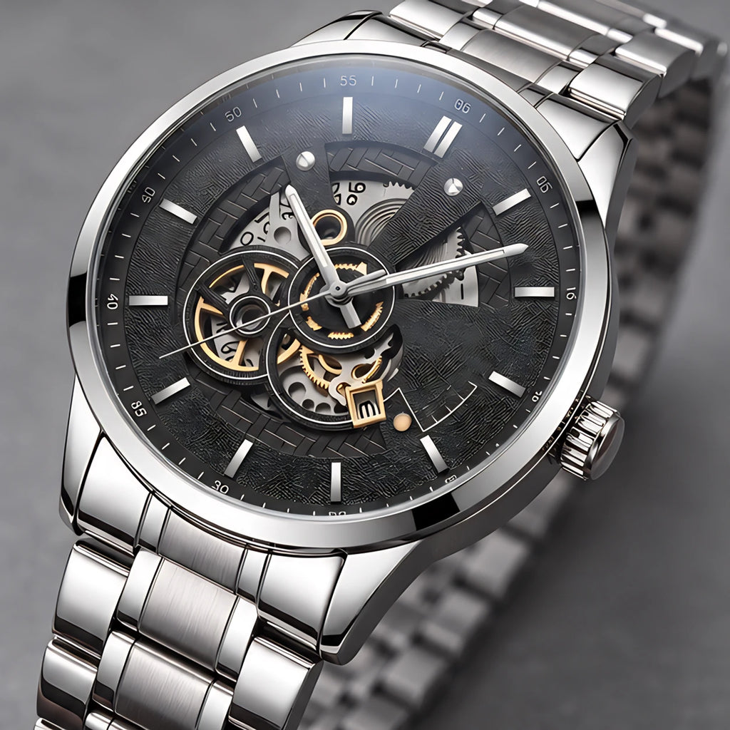 Harcourt Men's 45mm Calendar Watch with Stainless Steel Bracelet - Silver Black - male - Eric Muller - Image 3