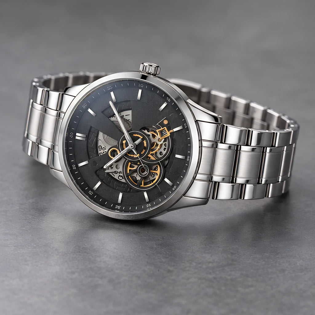 Harcourt Men's 45mm Calendar Watch with Stainless Steel Bracelet - Silver Black - Men's Accessories > Watches > Bracelet Watches - Eric Muller - Image 2