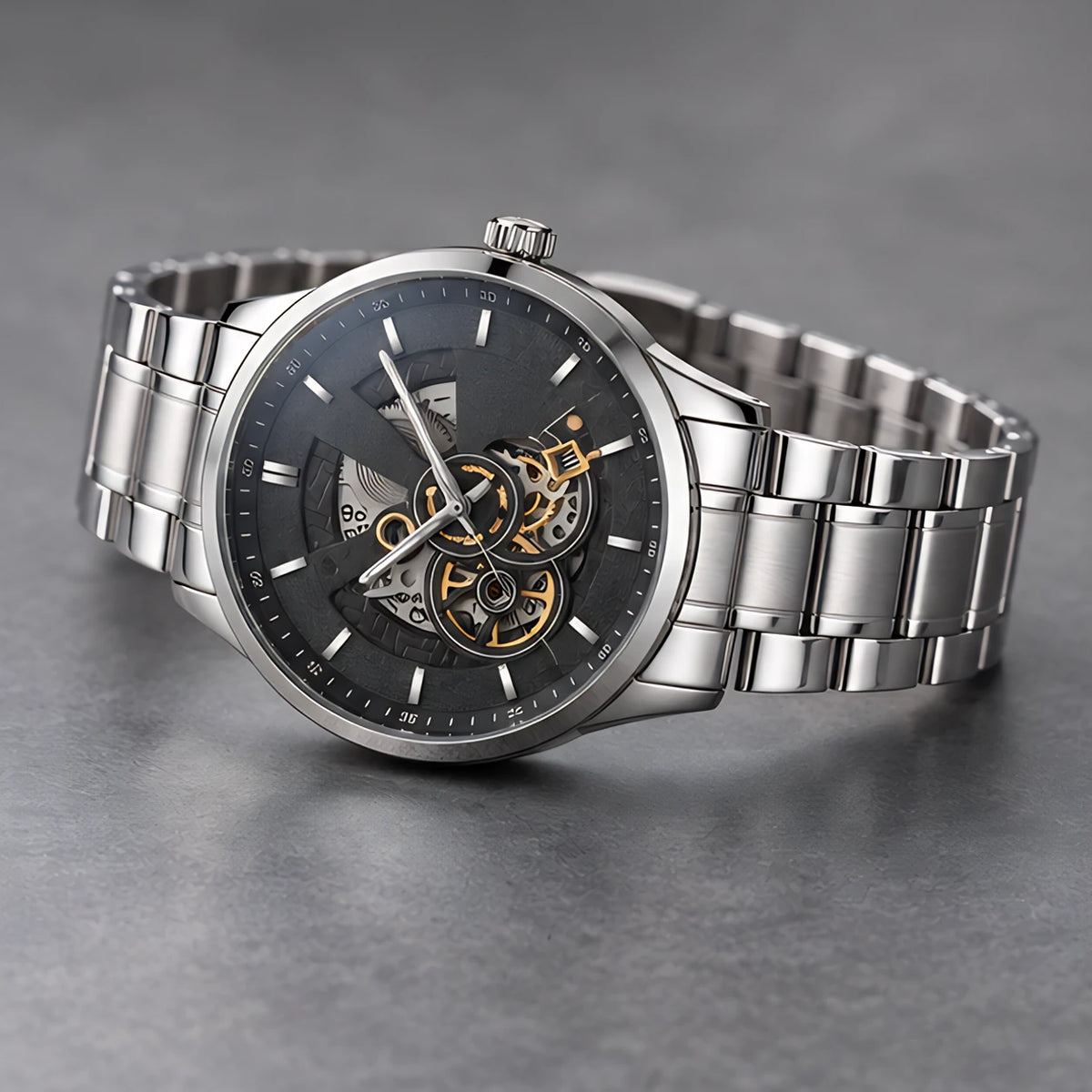 Harcourt Men's 45mm Calendar Watch with Stainless Steel Bracelet - Silver Black - Men's Accessories > Watches > Bracelet Watches - Eric Muller - Image 2
