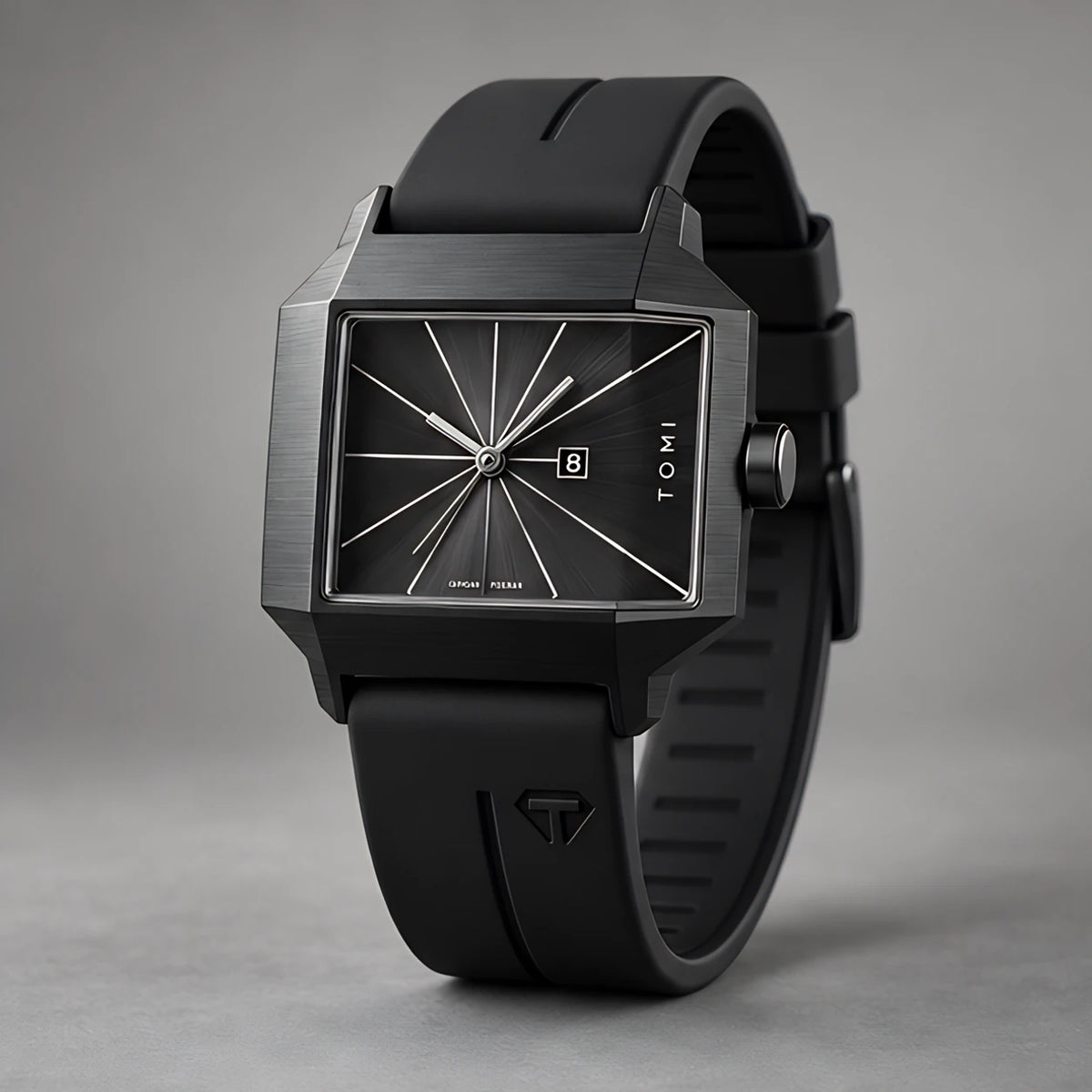 Helvane Men's Architectural Rectangular Quartz Watch 39mm - Charcoal - Accessories > Watches > Rectangular Quartz Watches - Eric Muller - Image 1