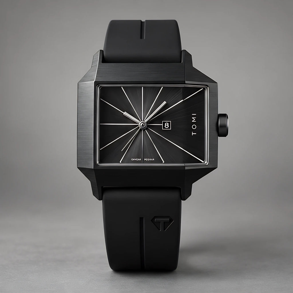 Helvane Men's Architectural Rectangular Quartz Watch 39mm - Charcoal - Accessories > Watches > Rectangular Quartz Watches - Eric Muller - Image 2