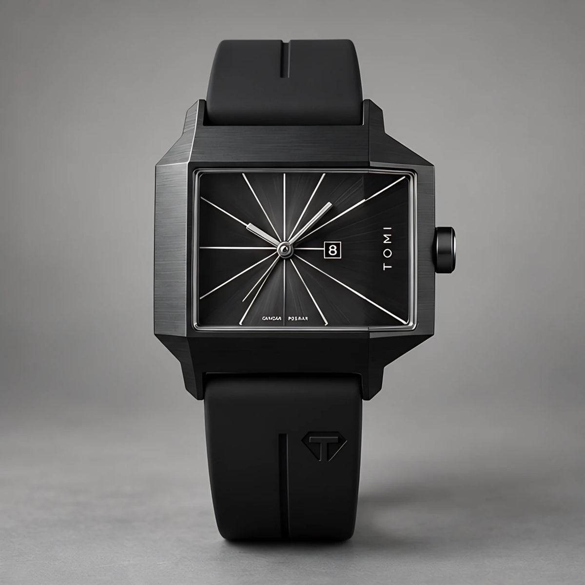 Helvane Men's Architectural Rectangular Quartz Watch 39mm - Charcoal - Accessories > Watches > Rectangular Quartz Watches - Eric Muller - Image 2