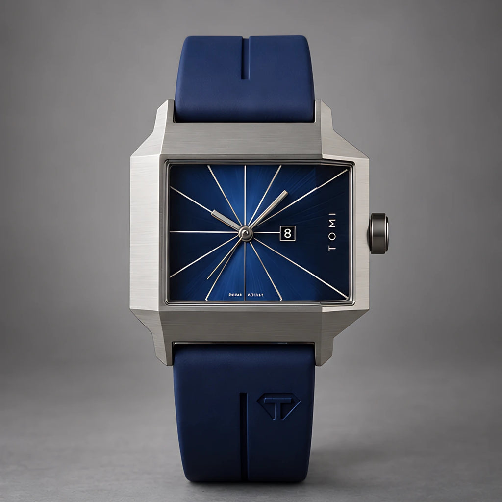 Helvane Men's Architectural Rectangular Quartz Watch 39mm - Royal Blue - Accessories > Watches > Rectangular Quartz Watches - Eric Muller - Image 2