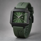Helvane Men's Architectural Rectangular Quartz Watch 39mm - Forest Green - Accessories > Watches > Rectangular Quartz Watches - Eric Muller - Image 1