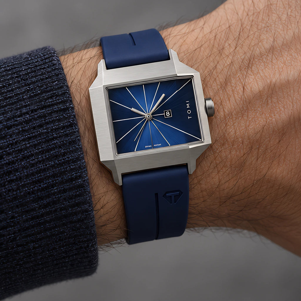 Helvane Men's Architectural Rectangular Quartz Watch 39mm - Royal Blue - male - Eric Muller - Image 3
