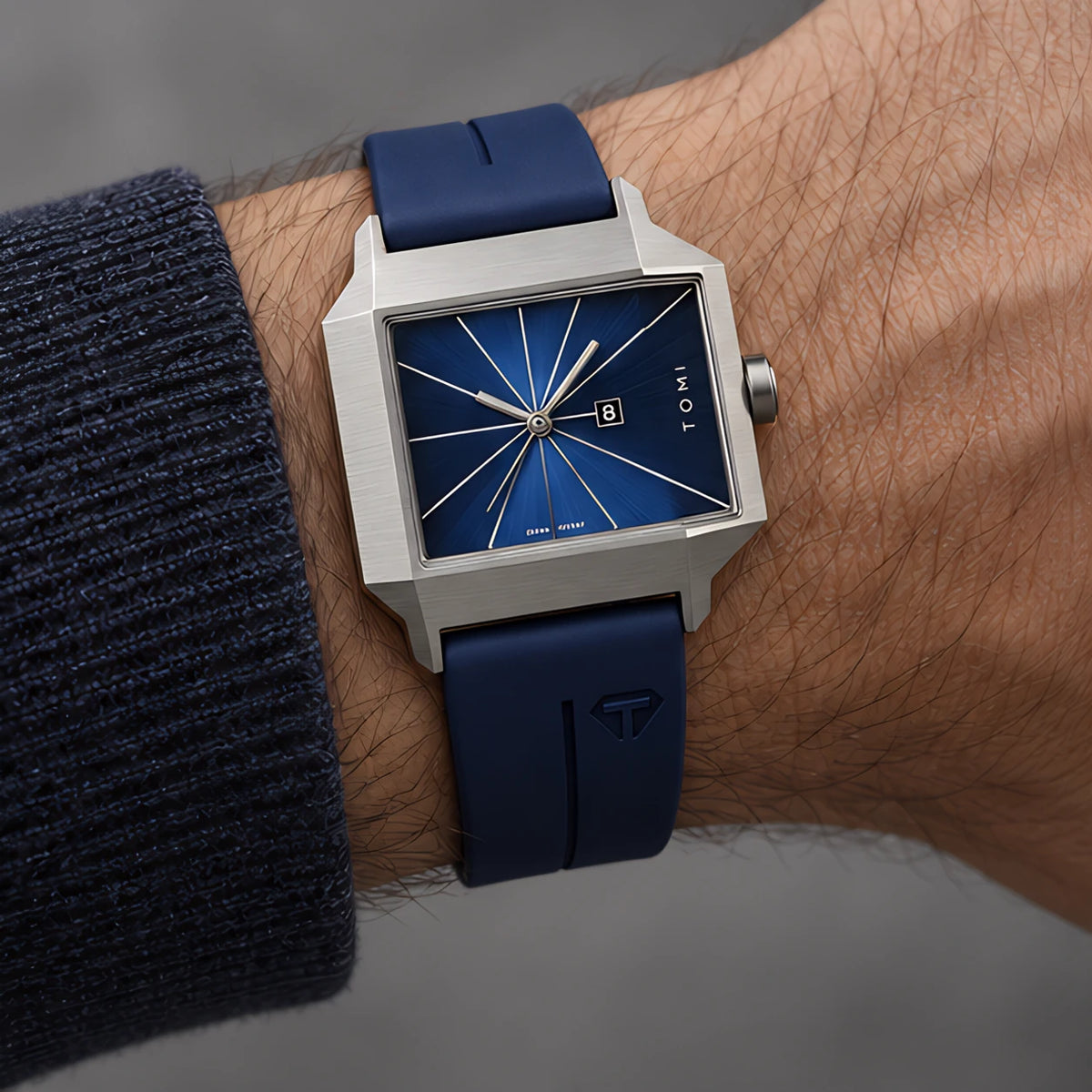 Helvane Men's Architectural Rectangular Quartz Watch 39mm - Royal Blue - male - Eric Muller - Image 3