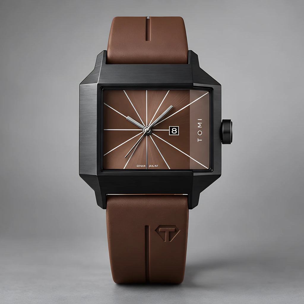 Helvane Men's Architectural Rectangular Quartz Watch 39mm - Espresso Brown - Accessories > Watches > Rectangular Quartz Watches - Eric Muller - Image 2