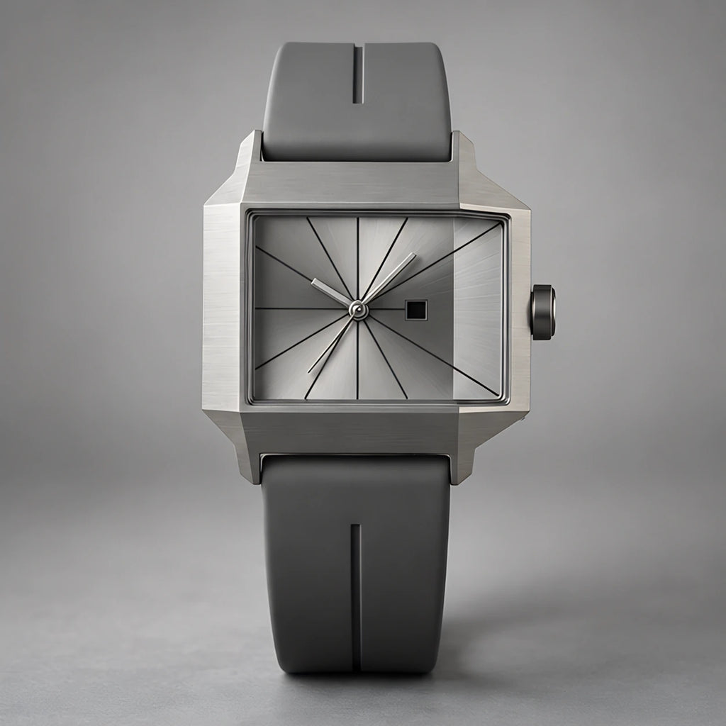 Helvane Men's Architectural Rectangular Quartz Watch 39mm - Slate Gray - Accessories > Watches > Rectangular Quartz Watches - Eric Muller - Image 2