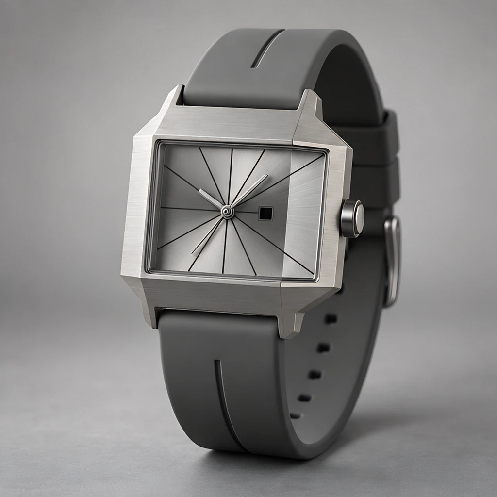 Helvane Men's Architectural Rectangular Quartz Watch 39mm - Slate Gray - Accessories > Watches > Rectangular Quartz Watches - Eric Muller - Image 1