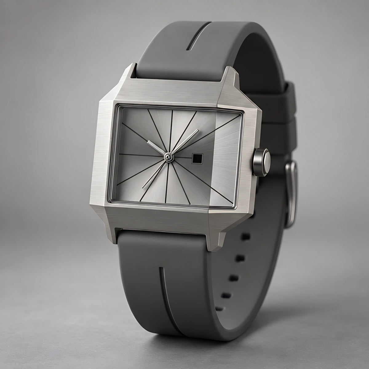 Helvane Men's Architectural Rectangular Quartz Watch 39mm - Slate Gray - Accessories > Watches > Rectangular Quartz Watches - Eric Muller - Image 1