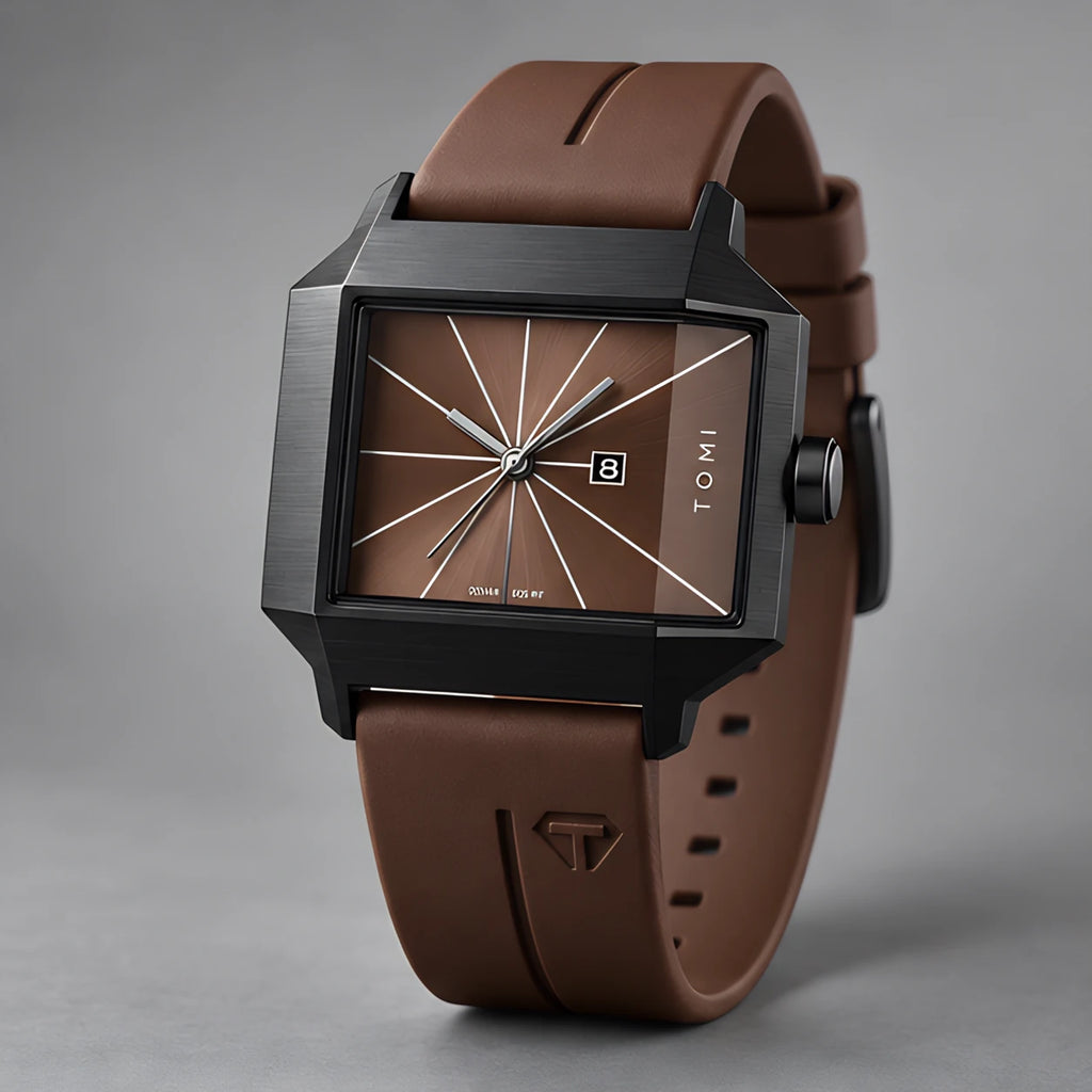 Helvane Men's Architectural Rectangular Quartz Watch 39mm - Espresso Brown - Accessories > Watches > Rectangular Quartz Watches - Eric Muller - Image 1
