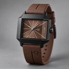 Helvane Men's Architectural Rectangular Quartz Watch 39mm - Espresso Brown - Accessories > Watches > Rectangular Quartz Watches - Eric Muller - Image 1