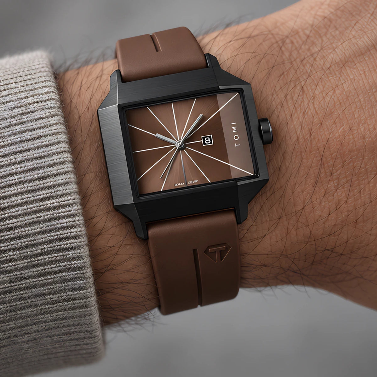 Helvane Men's Architectural Rectangular Quartz Watch 39mm - Espresso Brown - male - Eric Muller - Image 3