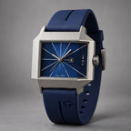 Helvane Men's Architectural Rectangular Quartz Watch 39mm - Royal Blue - Accessories > Watches > Rectangular Quartz Watches - Eric Muller - Image 1