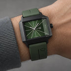 Helvane Men's Architectural Rectangular Quartz Watch 39mm - Forest Green - male - Eric Muller - Image 3