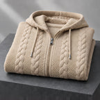 Henrik Men's Relaxed Cable-Knit Full-Zip Hoodie - Khaki - Department: Men - Eric Muller - Image 3