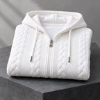Henrik Men's Relaxed Cable-Knit Full-Zip Hoodie - White - Department: Men - Eric Muller - Image 3