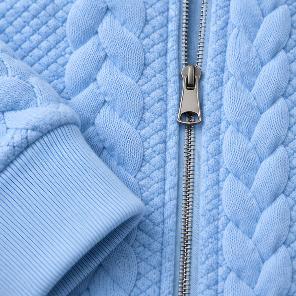 Henrik Men's Relaxed Cable-Knit Full-Zip Hoodie - Light Blue - Product Type: Hoodies & Sweatshirts - Eric Muller - Image 4